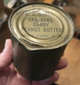 1940er Militär B-2 Einheit Cracker Süßigkeiten Erdnussbutter Rationen Dose - Bild 1 von 7