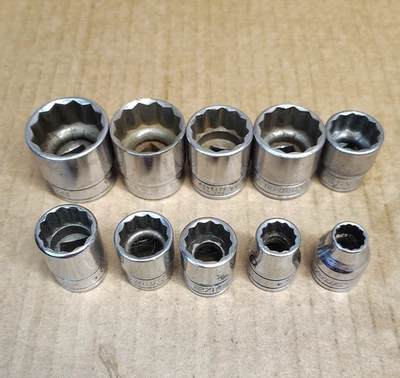 10 pc Snap-On Tools 3/8" Drive 12-Point SAE Flank Drive® Shallow Socket SET - Image 1 of 4