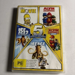 Ice Age 1 & 2 + Alvin & The Chipmunks 1 & 2 + The Simpsons Movie DVD Region 4 - Picture 1 of 7