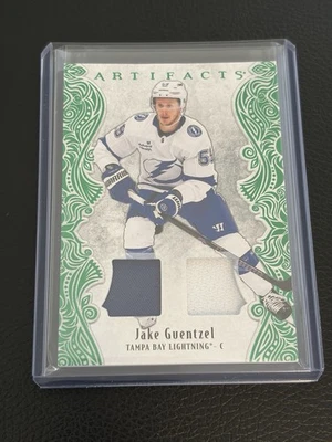 2025-26 Upper Deck Artifacts JAKE GUENTZEL #65 Emerald Material /65, Lightning - Image 1 of 2