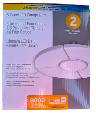5-Panel LED Garage Light, or Workshop, Adjustable Brightness, White, Panels 2 Pc - Image 1 of 4