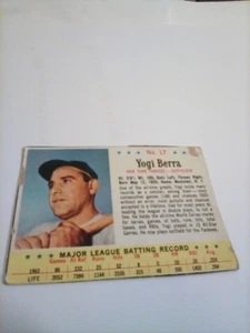 1963 Post Cereal Card #17, HOF Yogi Berra, New York Yankees  FREE SHIPPING - Picture 1 of 2