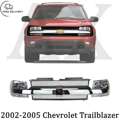 Nueva parrilla delantera y faros izquierda y derecha para Chevrolet Trailblazer 2002-2005 Foto 1 de 4