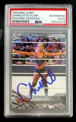 Charlotte Flair Signed 2017 Topps WWE Womens Division Card PSA DNA Encapsulated - Image 1 of 4