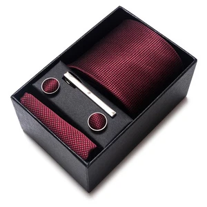 Tie Set for Men with Cufflinks and Hanky Blue Gold Boxed Slim Wedding Neckwear - Picture 1 of 34