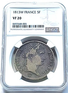 1813 W France 5 Francs ,  NGC VF 20 , nice silver coin         #2093 , # 69-18 - Picture 1 of 4