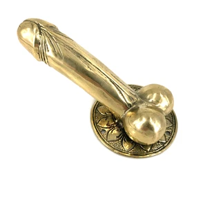 PENIS erect DOOR PULL HOOK medium heavy aged brass 7 " handle - Picture 1 of 10