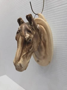 Chalkware Horse Head Wall Decoration Brown 7" x 5" Vintage 1945 As Is - Picture 1 of 13