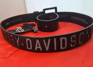 2016 Harley Davidson Mens Size 34 Leather Top Gun Belt Reflective Inlay Elastic - Picture 1 of 16