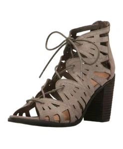$90 New Very Volatile Anabelle Heeled 8Taupe Leather Women Zip Laces Chic Sandal - Picture 1 of 6