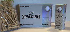Spalding Pure Speed 85 Compression Distance Dozen White Golf Balls W-Free Tees - Picture 1 of 5