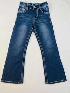 NEW Cedar Rose Girls Size 7 Bootcut Dark Blue Jeans W/Embroidered Back Pockets - Picture 1 of 10