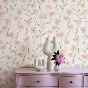 Pink Floral Room Decor Wallpaper PVC Furniture Stickers 17.3"X118" Wallpaper - Picture 1 of 8