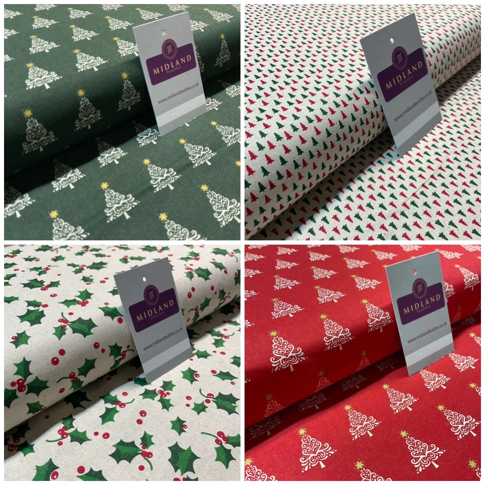 £5.99 John Louden Holly Trees crafting quilting Christmas cotton fabric M1886 - Image 1 of 1