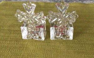 MIKASA Set of Two Clear Crystal Rejoice Cross TeaLight  Candle Holders NOS - Picture 1 of 6