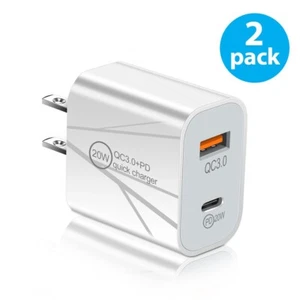 2x USB-C Fast Wall Charger Power Adapter Plug For iPhone 15 14 13 12 11 Pro Max - Picture 1 of 5