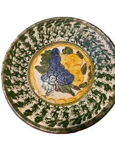 Portuguese Vintage Terracotta Hand Painted Decorator Plate - Picture 1 of 4