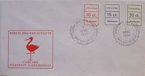 Stadspost Den Haag 1970 - FDC Cijferzegels met Ooievaar - Picture 1 of 1