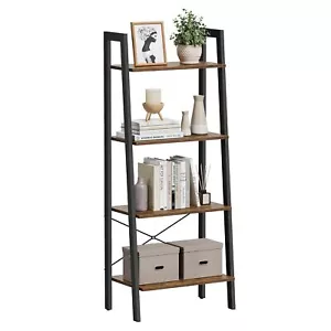 VASAGLE Ladder Shelf 4-Tier Bookshelf Storage Rack Bookcase with Steel Frame ... - Picture 1 of 8