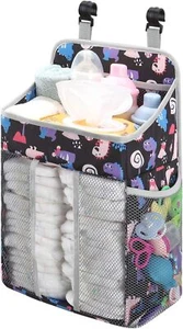 Black Hanging Baby Diaper Caddy Organizer for Crib, Playard, or Wall Storage - Picture 1 of 8