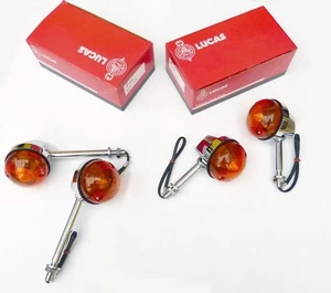 2 Pairs of Lucas L784, (5" & 3") Stem Motorcycle Indicators, Triumph BSA Norton - Picture 1 of 2