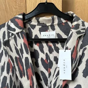 Sandro Paris Womens Mid Length Leopard Print Coat Size 2 Medium - Picture 1 of 13
