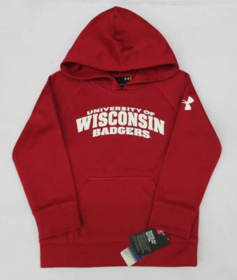 Sudadera con capucha roja para niños Wisconsin Badgers Under Armour talla 5 Foto 1 de 3