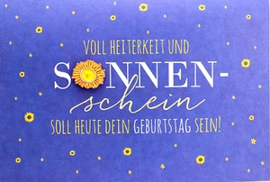 Geburtstagskarte mit Pin Sonnenschein Karte Geburtstag Sonnenblume Grußkarte - Bild 1 von 5