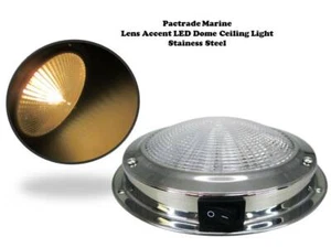 MarkDown Marine Boat 4" Lens Dome/Ceiling Light Stainless Steel  Switch - Foto 1 di 5