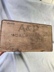 VINTAGE A&P (THE GREAT ATLANTIC & PACIFIC TEA COMPANY) CALIFORNIA PEACH WOOD BOX - Picture 1 of 11