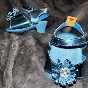 Build a Bear Workshop edle Sandalen mit hohem Absatz türkis Blume Bling EUC - Bild 1 von 15