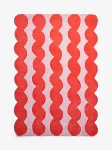 Tappeto retrò funky metà secolo moderno rosa rosso motivo oscillante 5x8 camera bambini - Foto 1 di 7