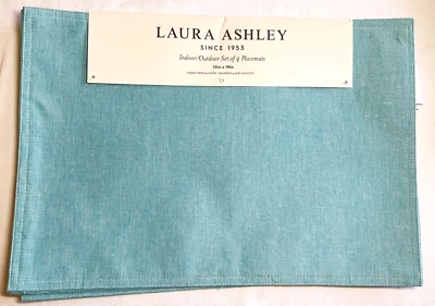 LAURA ASHLEY PLACEMATS (4) OXFORD GREEN 13 X 19 100% POLYESTER NIP - Image 1 of 2
