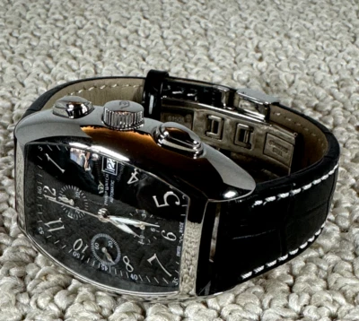 Philip Watch Swiss Automatic Chronograph Valjoux 7750 Black Dial RARE-VTG. - Image 1 of 4