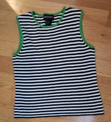 Suéter sin mangas a rayas blanco y negro requisitos talla pequeña para mujer Foto 1 de 2