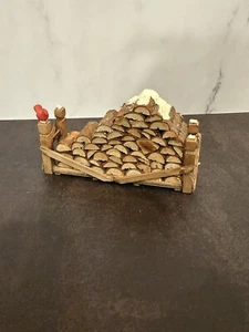 Dept 56 Wood Log Pile w/ Red Cardinal Bird Christmas Snow Village Accessory - Picture 1 of 8