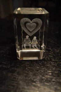 cubo di vetro arte amore coppia matrimonio 3 pollici forma cuore arte vetro  - Foto 1 di 2