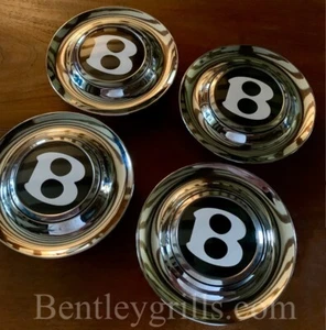 Bentley B Wheel Hub Caps, Self Levelling, Floating B Caps Full Chrome - Picture 1 of 11