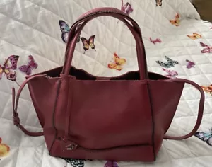 BOTKIER Maroon SOHO BITE SIZE Medium Leather Convertible Tote Bag Purse - Picture 1 of 12