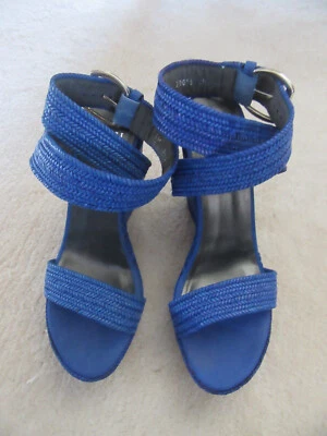 Stuart Weitzman ENCORE Espadrille Wedge Sandals in Blue Size 39, 9 M - Image 1 of 4