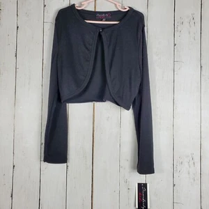 Disorderly Kids Girls Black Open-Front Cropped Cardigan Size M 10-12 New - Picture 1 of 8