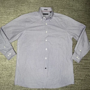 Camisa de vestir Tommy Hilfiger talla 16 para hombre sin planchar cuello abotonado azul - Imagen 1 de 14