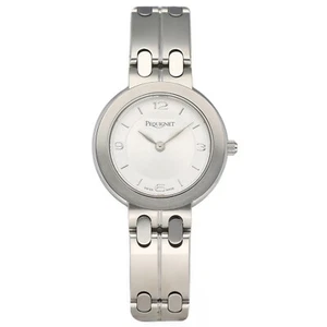 Pequignet 294 Brushed Stainless Steel 28mm Round Silver Dial Quartz Womens Watch - Picture 1 of 5
