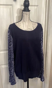 vestido granero Mujeres 2x top azul roz & ali. NWOT Mangas/lunares blancos. - Imagen 1 de 8