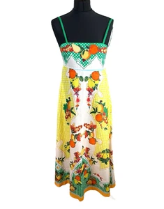 Fruit Print Summer Dress Maxi Pockets Adjustable Strap  - Picture 1 of 8