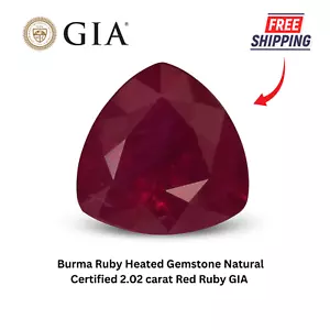 Burma Rubin beheizter Edelstein natürlich zertifiziert 2,02 Karat roter Rubin GIA - Bild 1 von 6
