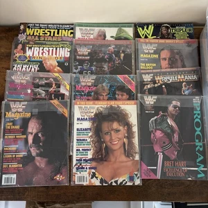 D- Riesiges Lot 16 WWE Wrestling Zeitschriften von 1991-1993 Bret Hart Hulk Hogan LT - Bild 1 von 6