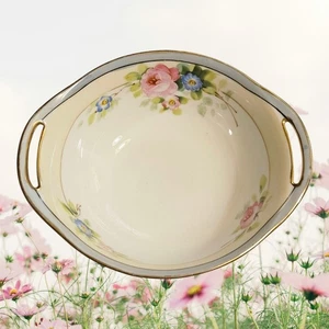 Cuenco para servir rosas vintage pintado a mano Nippon 7" - Imagen 1 de 3