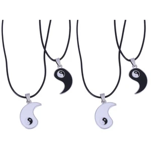 2 Paare Legierung Bagua Tai Chi Ying Yang Anhänger Halskette Für beste Freund - Picture 1 of 12