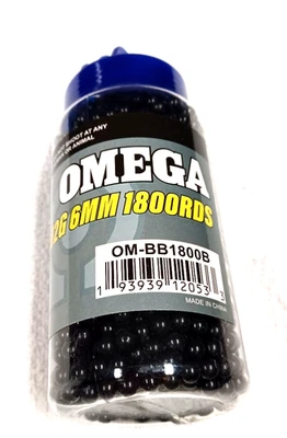 1800 Count Bottle of .12g Airsoft BBs 6mm- Omega Black - Image 1 of 4